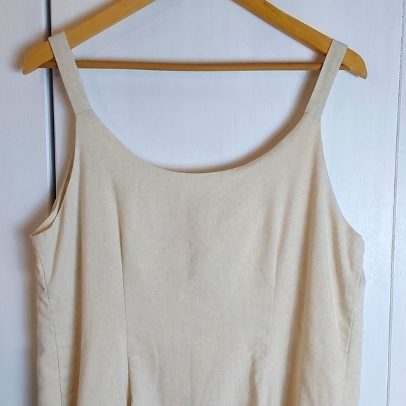 Lush - Womens Linen blend Relaxed Button Front Tunic Neutral Minimalist Sz.L - Picture 7 of 9